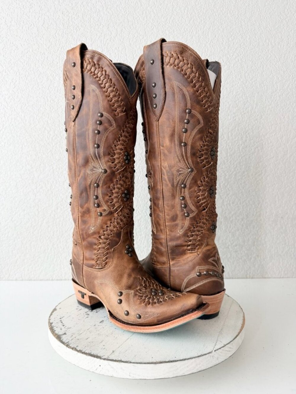 Lane COSSETTE Cowboy Boots Cognac Brown Western Cowgirl Tall Snip Toe Size 7.5 - Picture 13 of 13